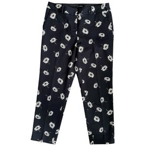 Talbots Hampshire Ankle Pants 10P Floral Black White High Rise Cottage Casual